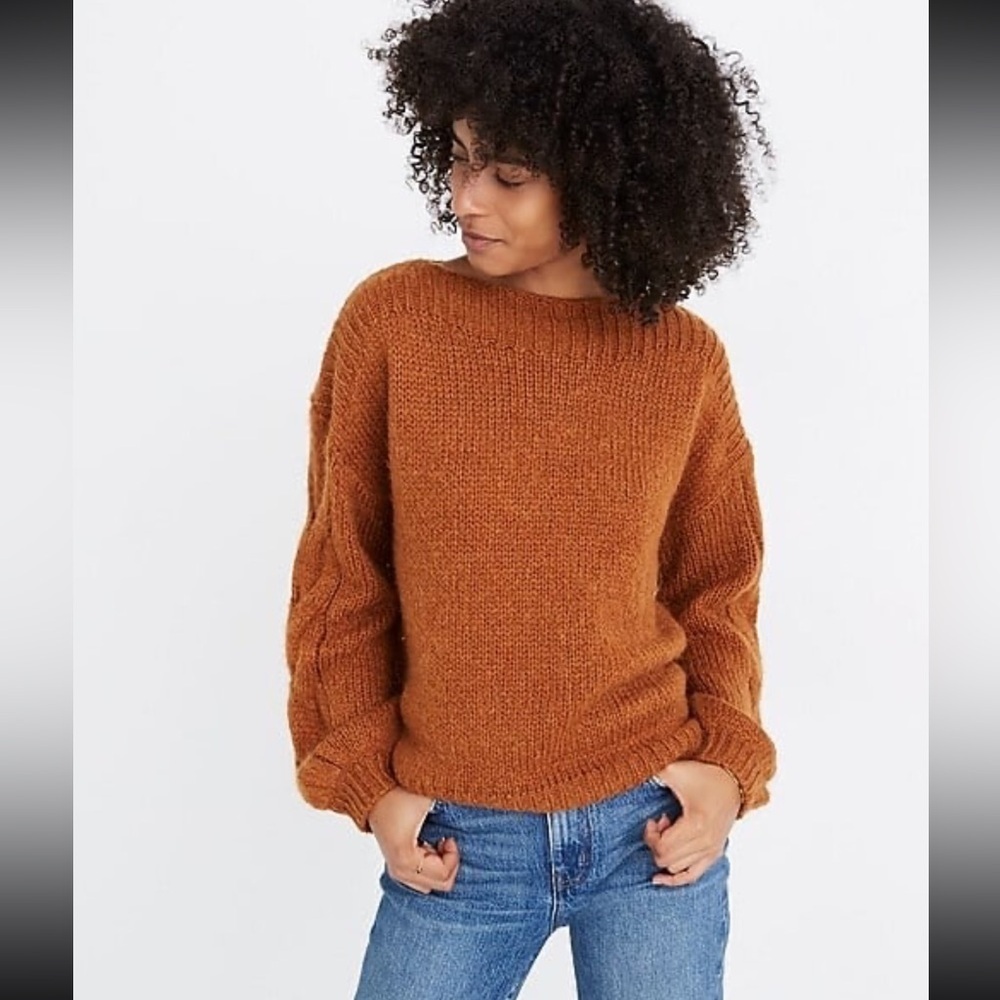 Madewell Cable Knit Sweater Alpaca Blend Brown Size Small